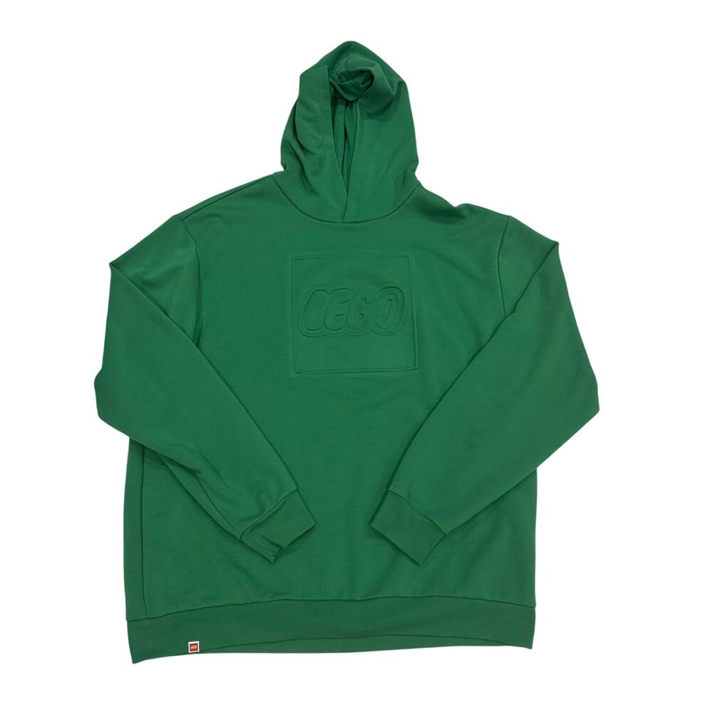 LEGO LEGOLAND Hoodie Adult XXL Green Tonal Embossed Logo Pullover Sweatshirt